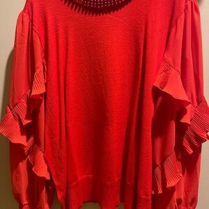 Belle by Kim Gravel Red Ruffle Blouse